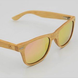 Bamboo Sunglasses with Mirrored Rose Gold Lenses Handmade Unisex